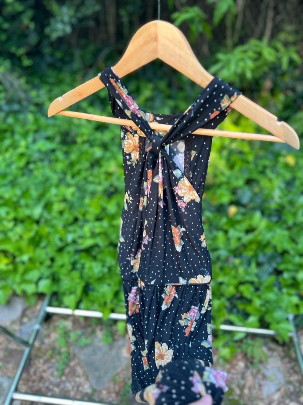 Free People Black Floral Halter Maxi Dress
